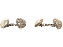 Victorian Silver Heart Shaped Cufflinks