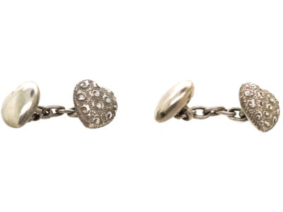 Victorian Silver Heart Shaped Cufflinks