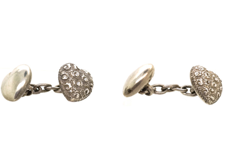 Victorian Silver Heart Shaped Cufflinks