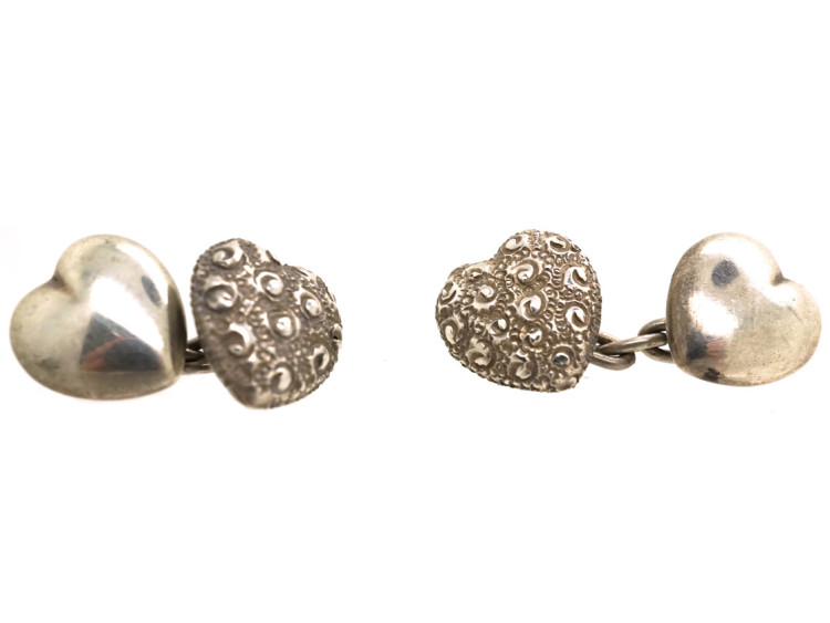 Victorian Silver Heart Shaped Cufflinks