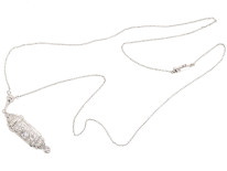 Art Deco 18ct White Gold & Diamond Pendant on Chain