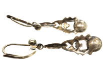 Edwardian Silver, Marcasite & Pearl Drop Earrings