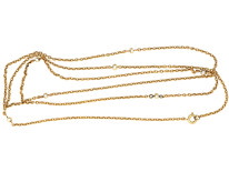 Edwardian 15ct Gold Chain Interspersed With Natural Pearls