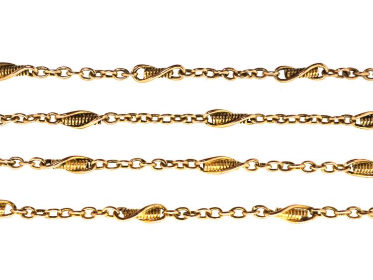 Edwardian 15ct Gold Plain & Twist Chain