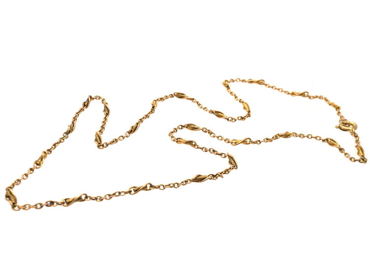 Edwardian 15ct Gold Plain & Twist Chain