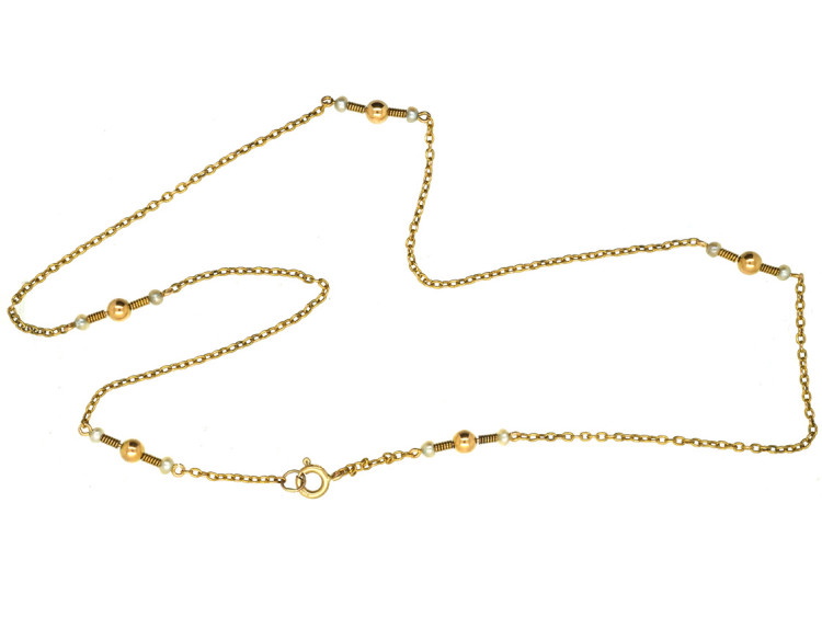 Edwardian 15ct Gold Plain & Twist Chain