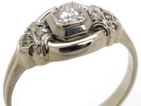 Art Deco 14ct White Gold & Diamond Ring