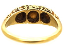 Victorian 18ct Gold & Three Natural Pearl Carved Half Hoop Ring