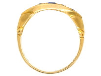 Victorian 18ct Gold, Three Stone Sapphire & Diamond Ring