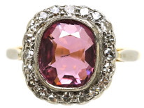 18ct Gold, Platinum, Natural Pink Spinel & Diamond Ring