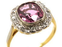18ct Gold, Platinum, Natural Pink Spinel & Diamond Ring