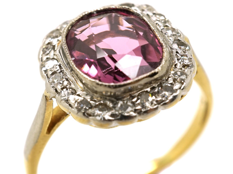 18ct Gold, Platinum, Natural Pink Spinel & Diamond Ring
