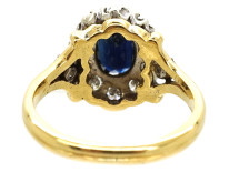 18ct Gold, Sapphire & Diamond Oval Cluster Ring