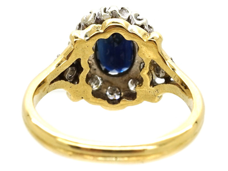 18ct Gold, Sapphire & Diamond Oval Cluster Ring