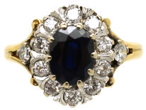 18ct Gold, Sapphire & Diamond Oval Cluster Ring