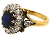 18ct Gold, Sapphire & Diamond Oval Cluster Ring