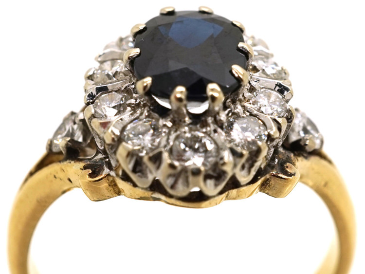 18ct Gold, Sapphire & Diamond Oval Cluster Ring