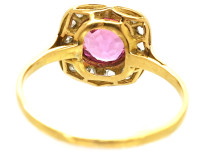 Edwardian 18ct, Platinum, Pink Sapphire & Diamond Ring