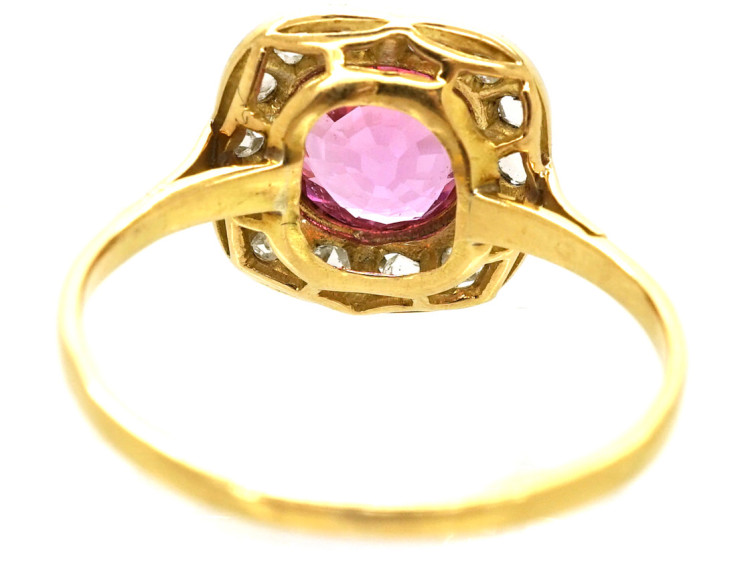 Edwardian 18ct, Platinum, Pink Sapphire & Diamond Ring