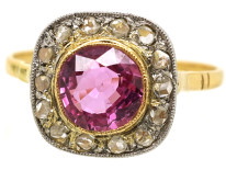 Edwardian 18ct, Platinum, Pink Sapphire & Diamond Ring