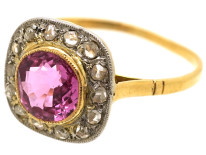 Edwardian 18ct, Platinum, Pink Sapphire & Diamond Ring