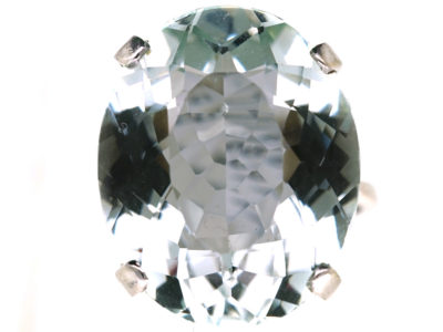 14ct White Gold Large Oval Aquamarine Ring