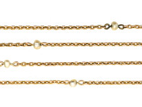Edwardian 15ct Gold Chain Interspersed With Natural Pearls