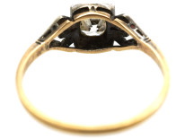 Art Deco 14ct White & Yellow Gold, Diamond Ring With Ornate Shoulders