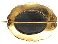 Victorian 15ct Gold & Royal Blue Enamel Brooch With Pearl Set Flower Spray