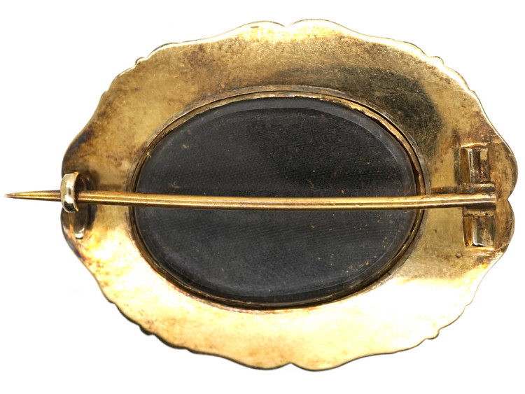 Victorian 15ct Gold & Royal Blue Enamel Brooch With Pearl Set Flower Spray