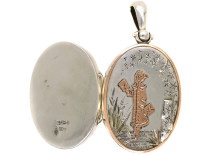 Victorian Kate Greenaway Style, Silver & Gold Overlay Locket