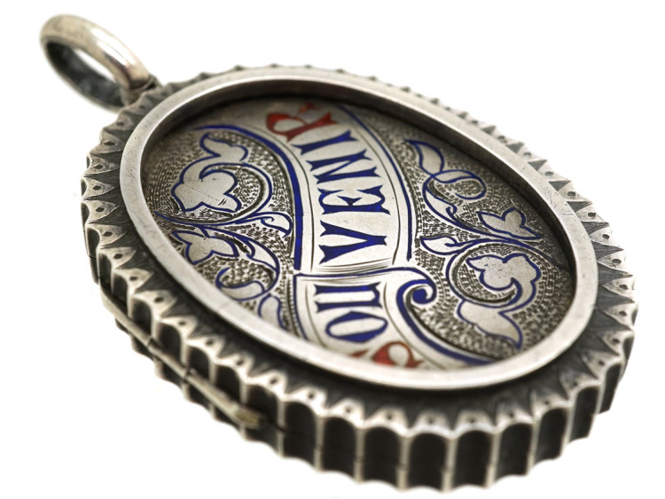 Victorian Silver & Enamel Souvenir Locket
