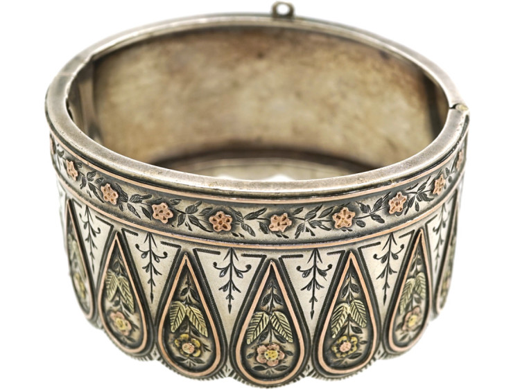 Victorian Silver & Gold Overlay Bangle