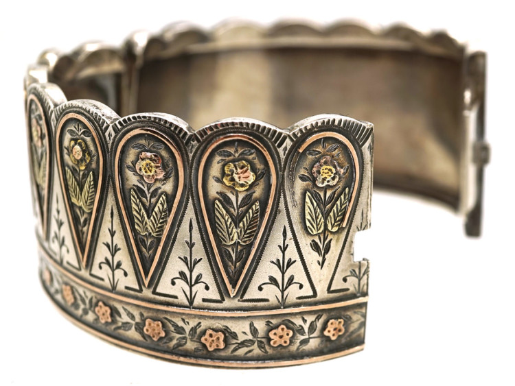 Victorian Silver & Gold Overlay Bangle