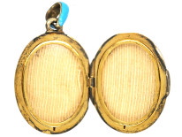 Victorian Silver, Natural Split Pearl & Turquoise Blue Enamel Forget me Not Locket