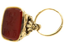Georgian 18ct Gold Cased Seal with Fox Mask & Carnelian Intaglio Base