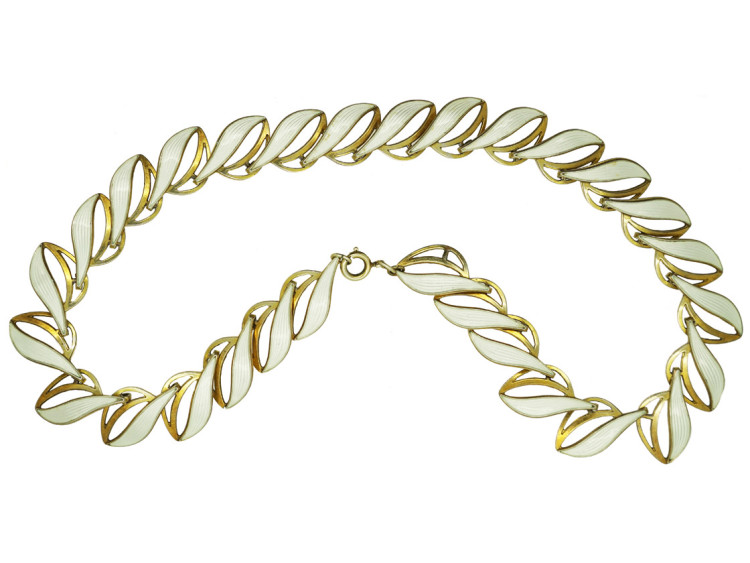 Silver & White Enamel Necklace by Albert Scharning