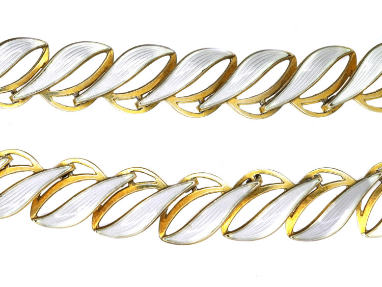Silver & White Enamel Necklace by Albert Scharning