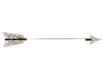 Art Deco Platinum, Onyx & Rose Diamond Arrow Brooch