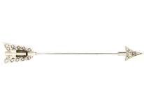 Art Deco Platinum, Onyx & Rose Diamond Arrow Brooch