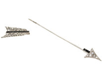 Art Deco Platinum, Onyx & Rose Diamond Arrow Brooch