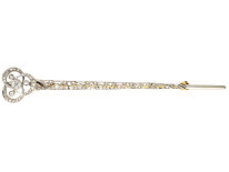 Edwardian 15ct Gold, Platinum Diamond Set Long Brooch