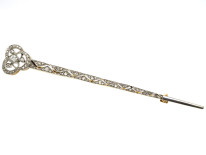 Edwardian 15ct Gold, Platinum Diamond Set Long Brooch
