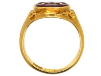 Victorian 18ct Gold & Carnelian Signet Ring With an Intaglio of a Castle
