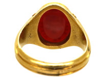 Victorian 18ct Gold & Carnelian Signet Ring With an Intaglio of a Castle