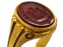 Victorian 18ct Gold & Carnelian Signet Ring With an Intaglio of a Castle