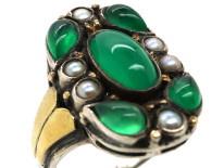 Silver, Chalcedony & Natural Split Pearl Arts & Crafts Ring by Bernard Instone