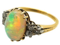 Edwardian 18ct Gold, Opal & Diamond Ring