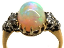 Edwardian 18ct Gold, Opal & Diamond Ring