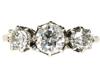 Platinum, Three Stone Diamond Ring